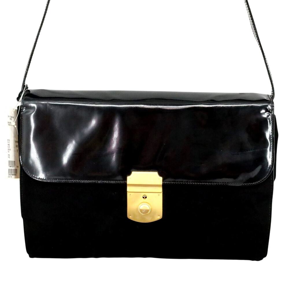 Laurel Bag Handbag Womens Black Patent Leather Suede Portfolio Vintage